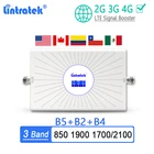 Трехдиапазонный усилитель сигнала Lintratek 2G 3G 4G 850 1900 1700 B4 AWS LTE, PCS CDMA B5 повторитель сигнала мобильного телефона