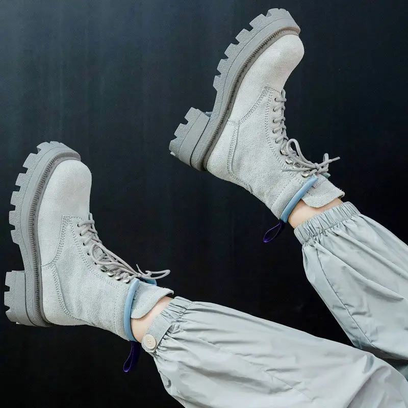 

Ankle Boots for Women Fashion Thick Bottomed Designer Shoes Women's Platform Boots Ladies Shoes 2021 Chunky Heels Booties Solid