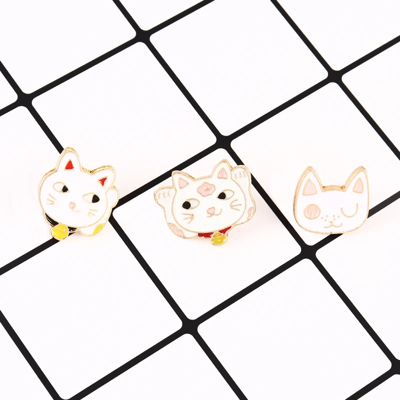 Броши на булавке Maneki Neko шпилька с подвеской Кот эмаль кошка брошь Япония Lucky Cat