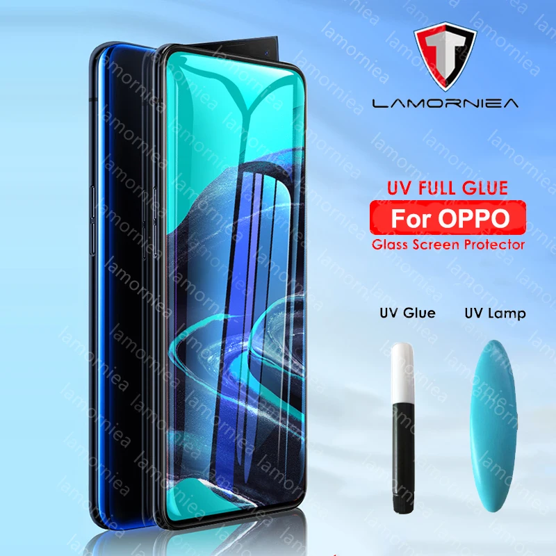 Закаленное стекло Lamorniea для Oppo realme X2 X 5 Pro Q XT 5s 6 A5S AX5S Reno 2 Z УФ-клей жидкий | Мобильные