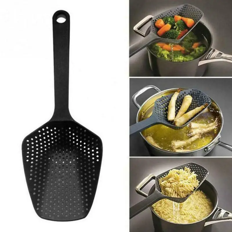 

1PC Cooking Colander Scoop PP Plastic Waterproof Shovel Spoon Drain Gadgets Strainer Fry Food Mesh Filter Home Kitchen Tool