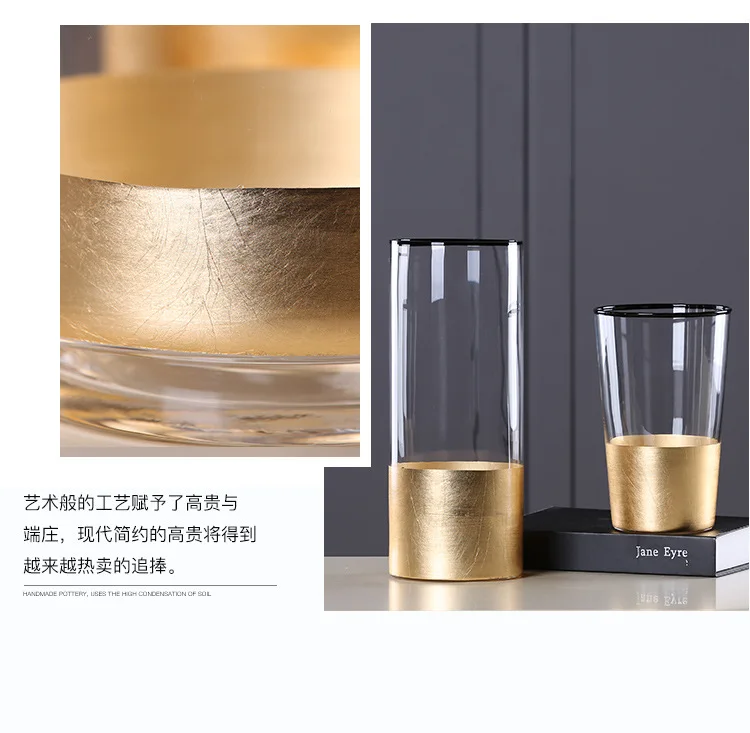 European Retro Glass Vase Metal Alloy Gold Modern Table Creative Home Decorative Artificial Flower Bottle for Wedding | Дом и сад