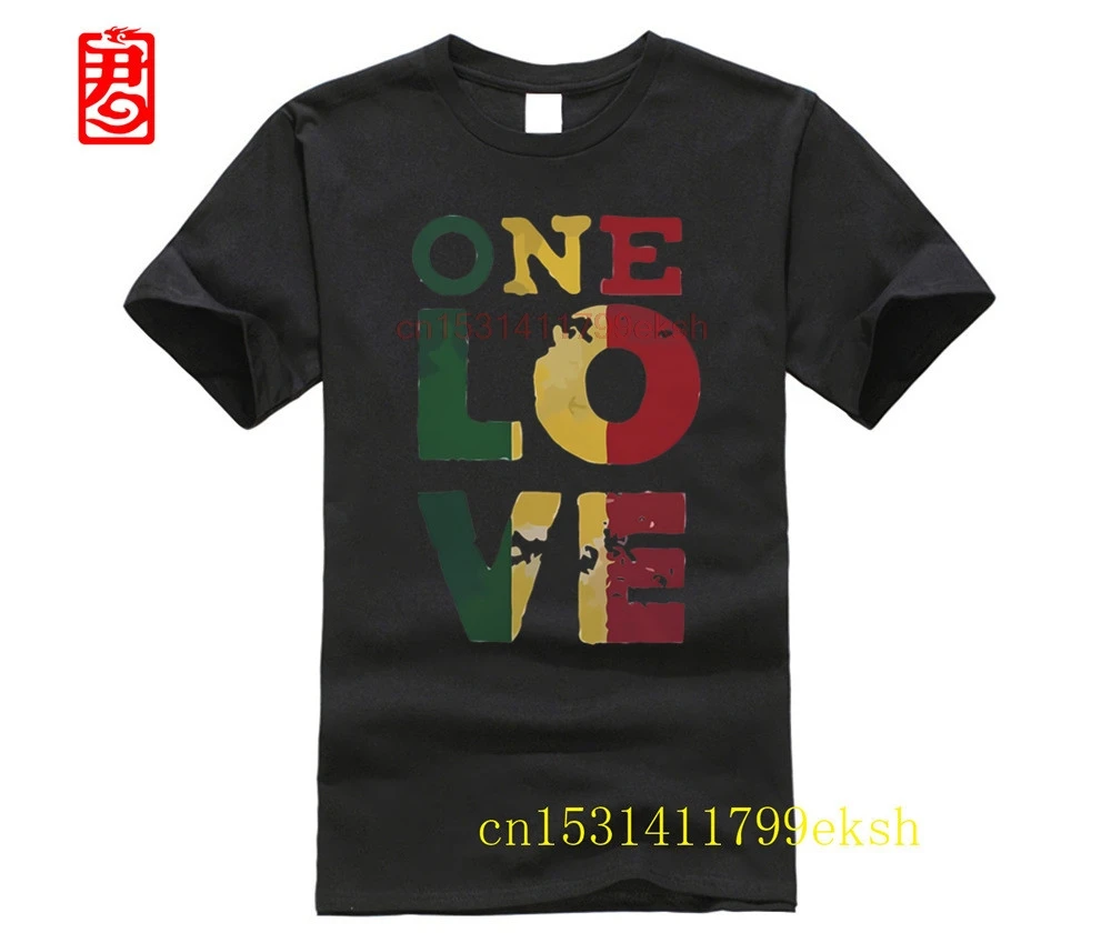 Футболка с круглым вырезом и принтом One Love 100% хлопок|Мужские футболки| |