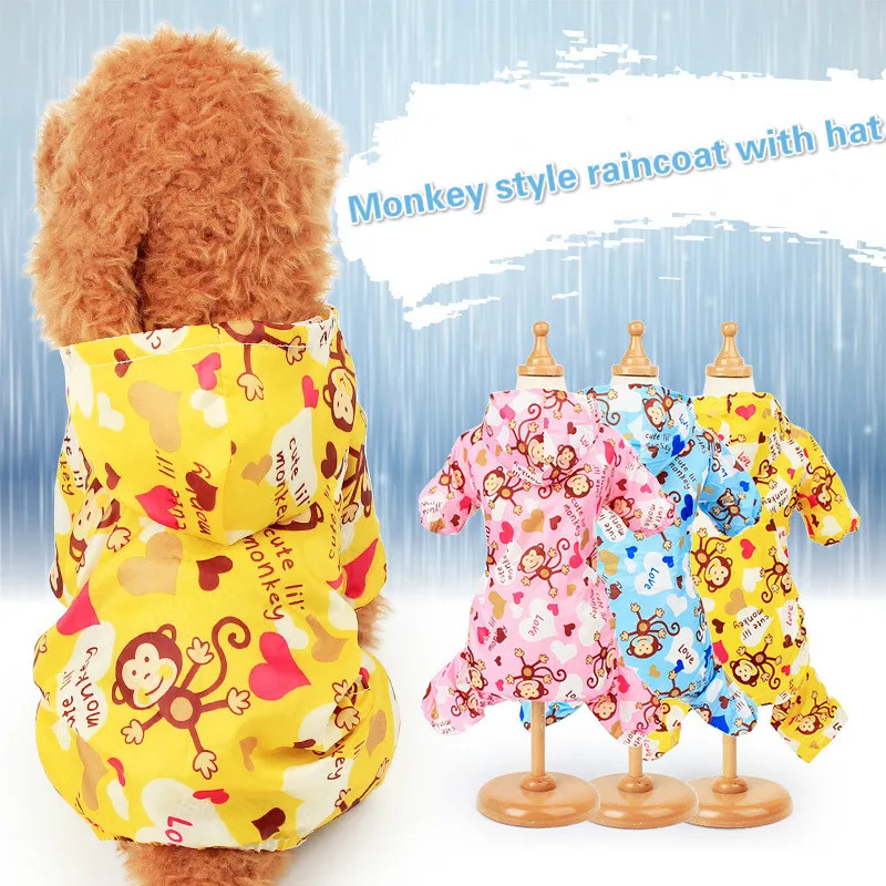 Дождевик для собак с мультяшным принтом водонепроницаемый плащ все четыре фута
