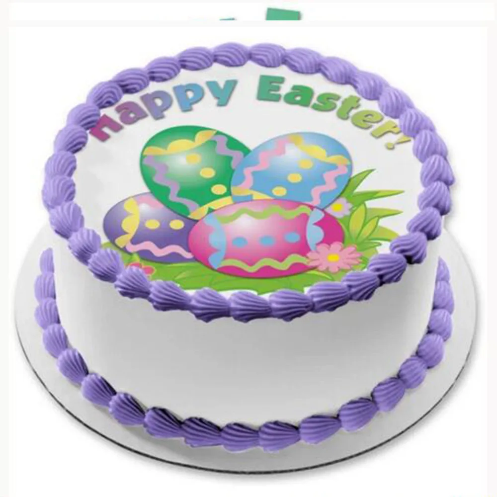 Счастливое пасхальное яйцо кролик съедобный торт Топпер украшение изображения