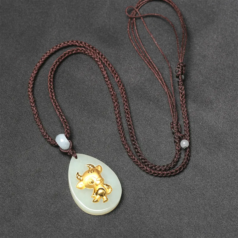 Натуральный китайский белый нефрит кулон Зодиака крупного рогатого скота