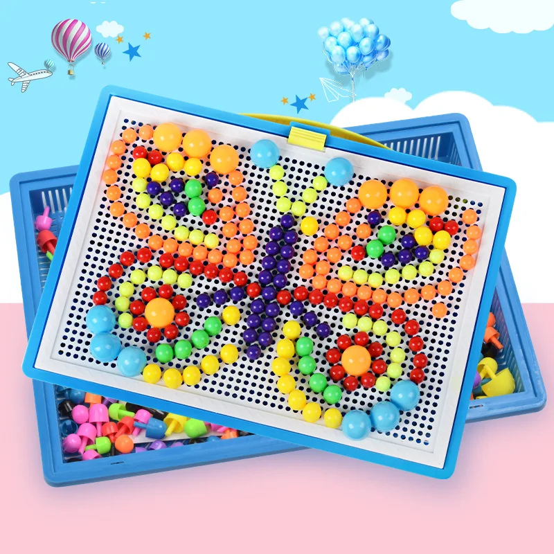 

Mushroom Nail Kit 3D Puzzle Game DIY Nail Composite Picture Plastic Flashboard Children Toys Education Toy for Children Gift