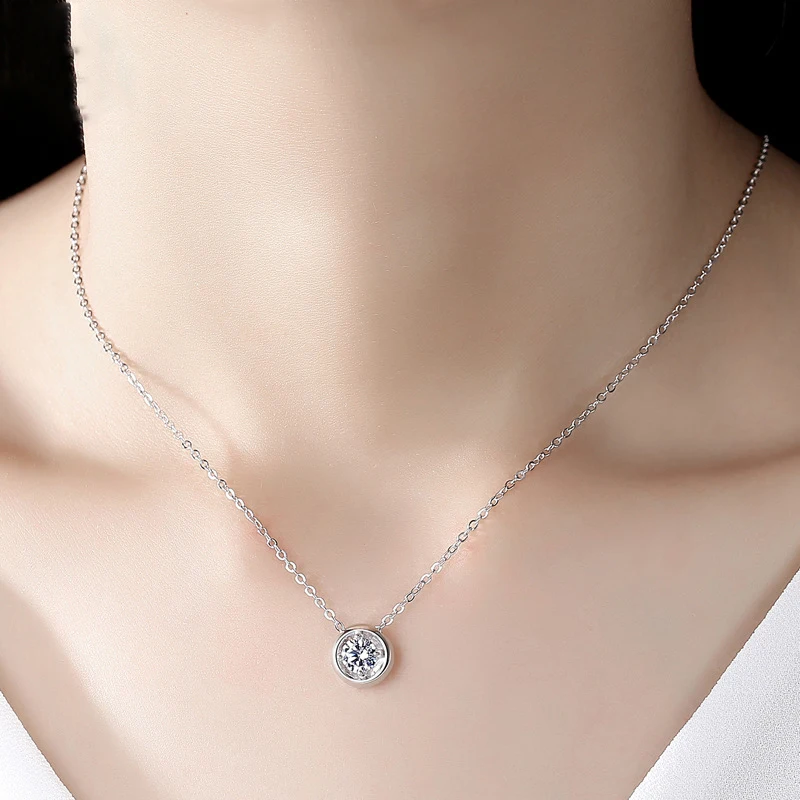 BOEYCJR 925 серебро 0.6ct F цвет Муассанит VVS помолвка элегантный свадебный пузырь кулон ожерелье для женщин Подарок на годовщину