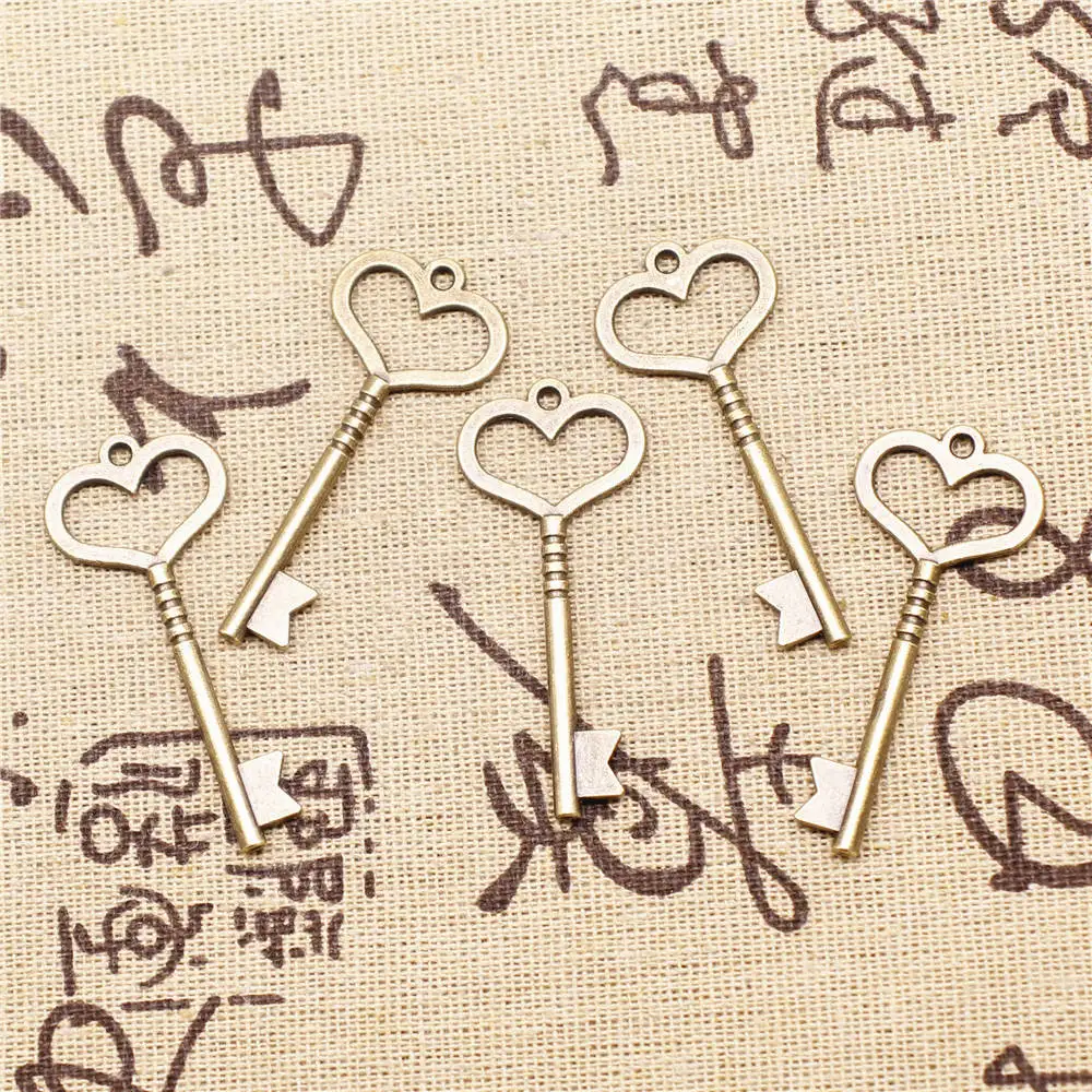 

Charm For Making Jewelry Pendants Antique Bronze Color Key 46mm 5pcs