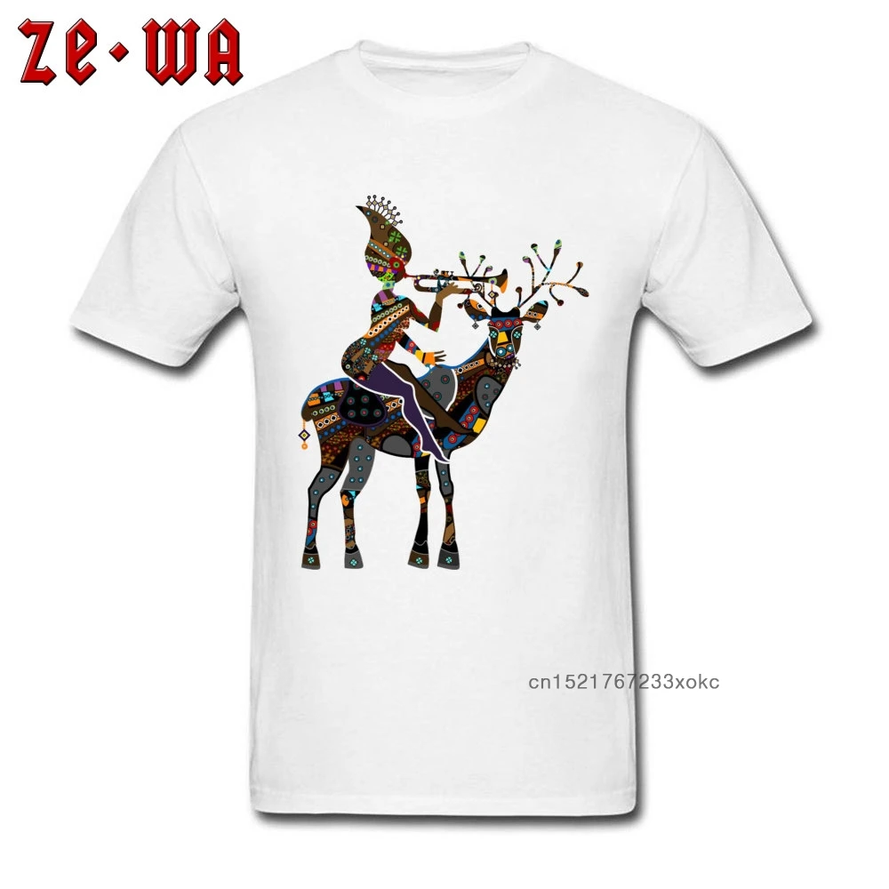 Тонкая футболка с принтом для мужчин дизайнерская оленем мужская хлопковая