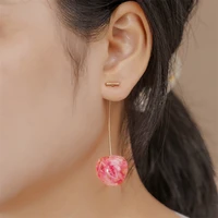 wesparking sweet earrings for teens christmas gift natural decoration cute cherry dried flower resin earring 2021 trend