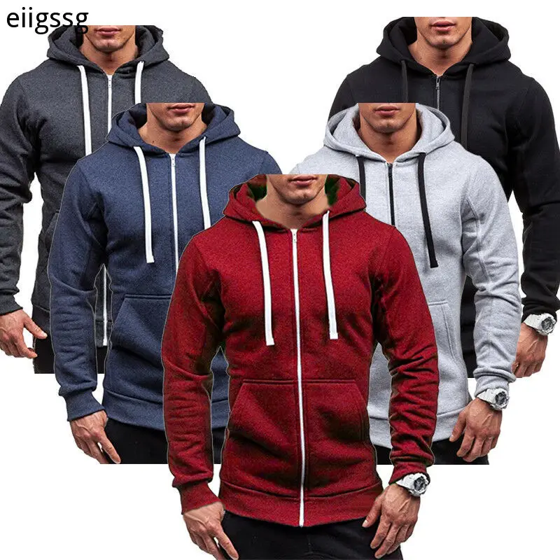 

Plus Size Men's Hoodies Tracksuit Autumn Winter Drawstring Pocket Hooded Sweatshirt Long Sleeve Zip Slim Coat Jacket