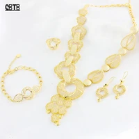high quality dubai gold jewelry sets bridal gifts necklace bracelet earrings ring for women fashion wedding jewellery sets