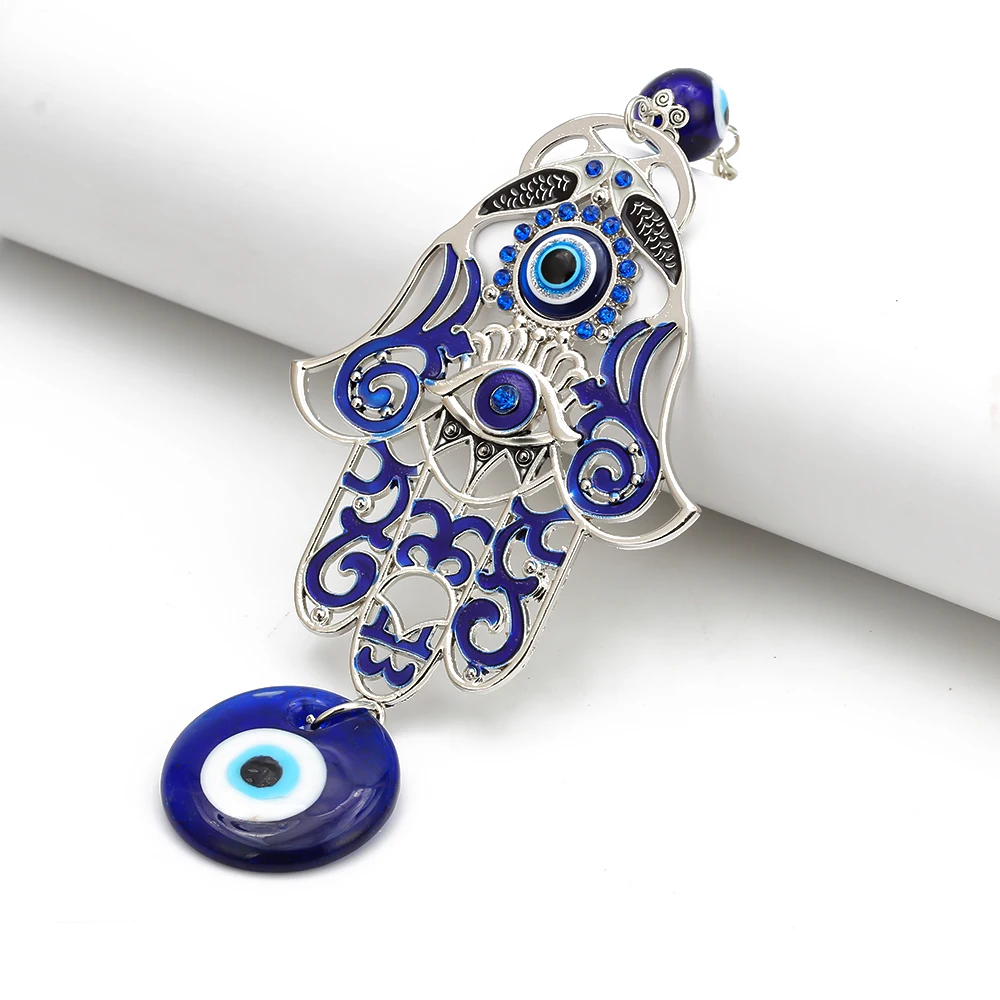 1pc Turkey Blue Evil Eye Key chian Glass Hamsa Hand Charms Wall Hang Keychian Jewelry Fit Women Diy Fatima Hand Gift