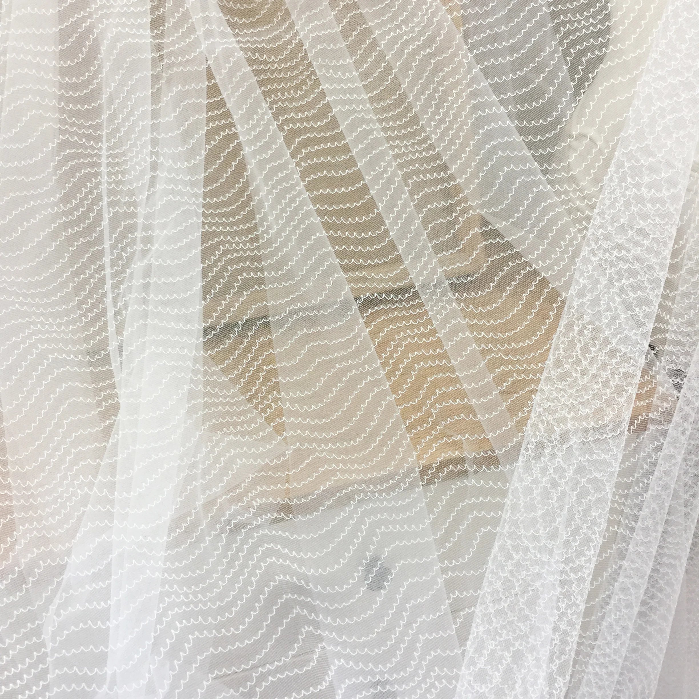 5 ярдов изысканная полосатая мягкая Тюлевая вышитая кружевная ткань для