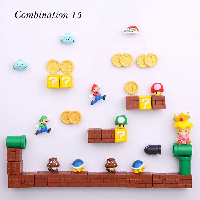 Combination 13 3D Супер Марио Bros магниты на холодильник магнит стикер сообщений мультфильм игровой мультфильм 3D лед коробка Пастер ледяная коробка стикер - Цвет: Combination 13