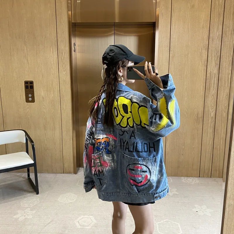 Куртка джинсовая свободного покроя для мужчин и женщин модная уличная одежда из