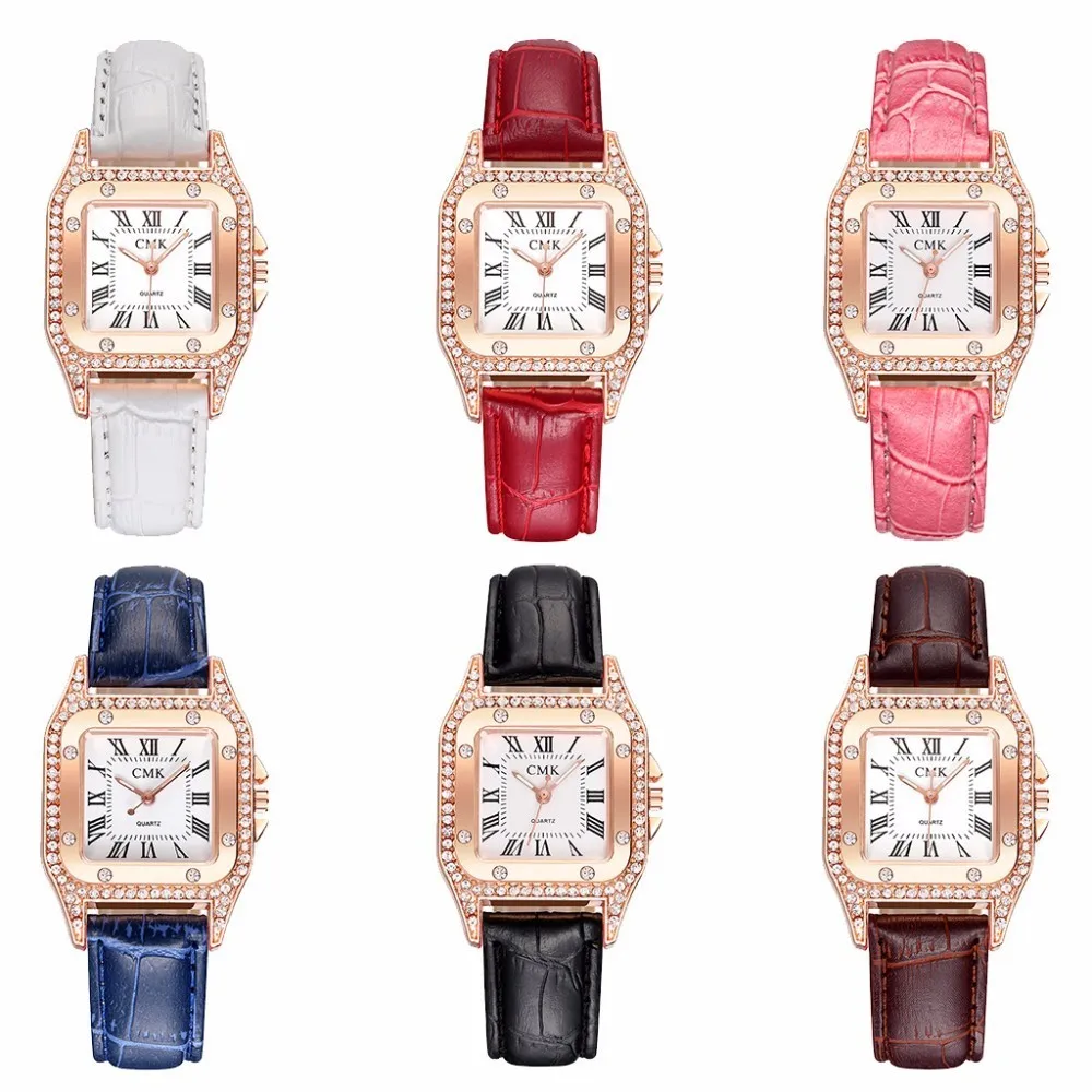 

relogio feminino 2020 Fashion Women Rhinestone Watch Classic Rome Square Ladies Casual Leather Quartz Watch zegarek damski