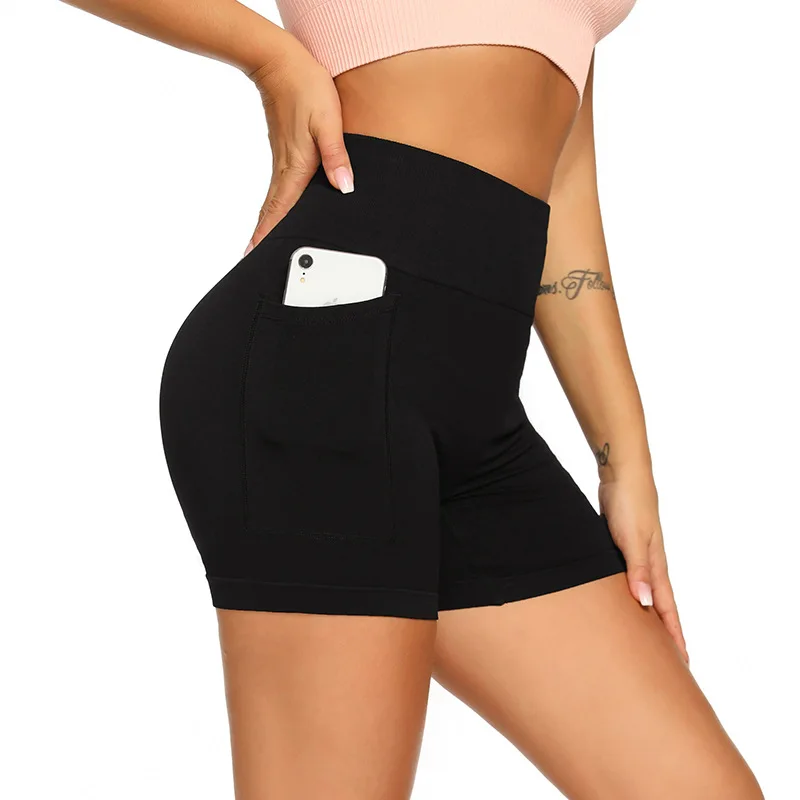 

Women High Waist Sports Shorts Workout Running Fitness Gym Yoga Leggings Female Compression Yoga Shorts With Side Pocket
