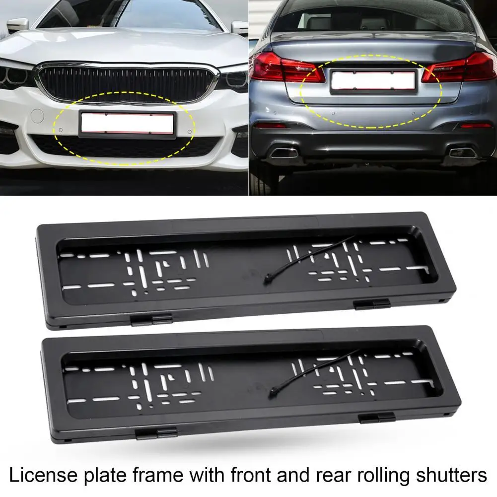 

2 Pcs License Plate Frame Roller Shutter Electric Remote Control License Plate Holder for European Standard New Energy Vehicles