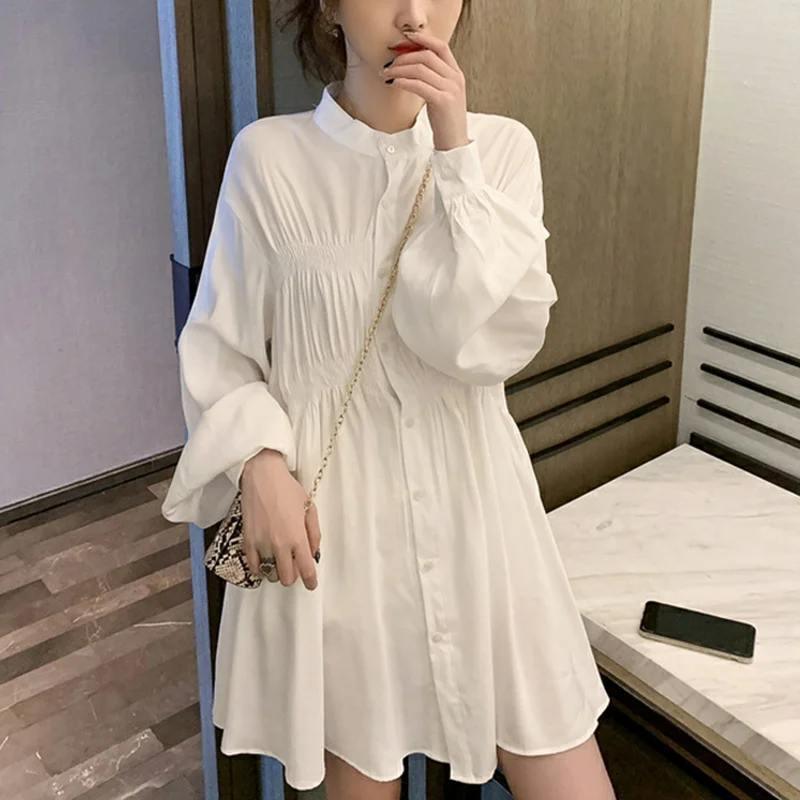 

Spring French Style Ladies Gentle Elegant Shirt Dress Lightly Mature Age-Reducing Design Sense Casual Dress fafa_ootd