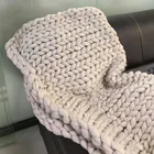 Вязаные одеяла ручной работы, однотонные толстые одеяла из акриловой шерсти, очень мягкие одеяла для кровати, дивана, украшение для дивана, кровати