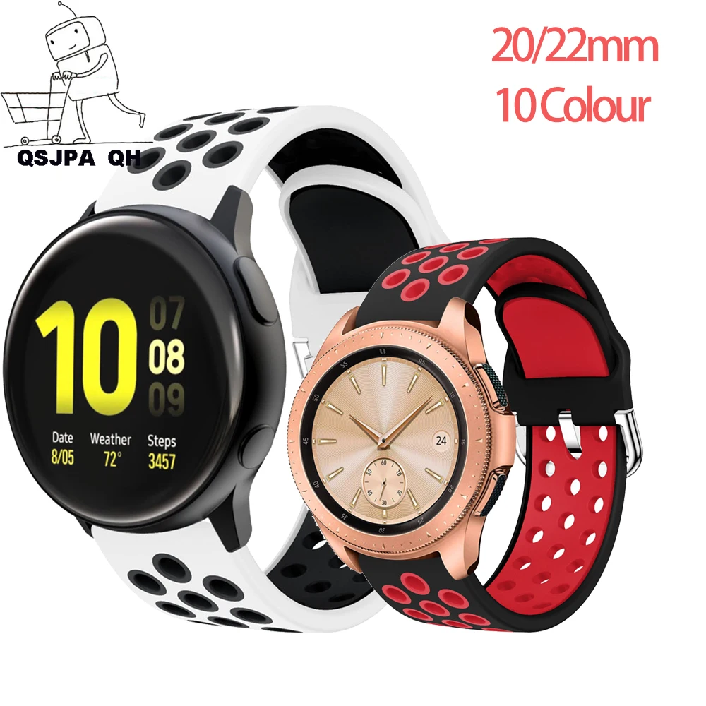 

Ремешок силиконовый для samsung galaxy watch 3 band 45 мм 41 мм active 2, спортивный браслет для amazfit bip gts gtr huawei watch gt 2e