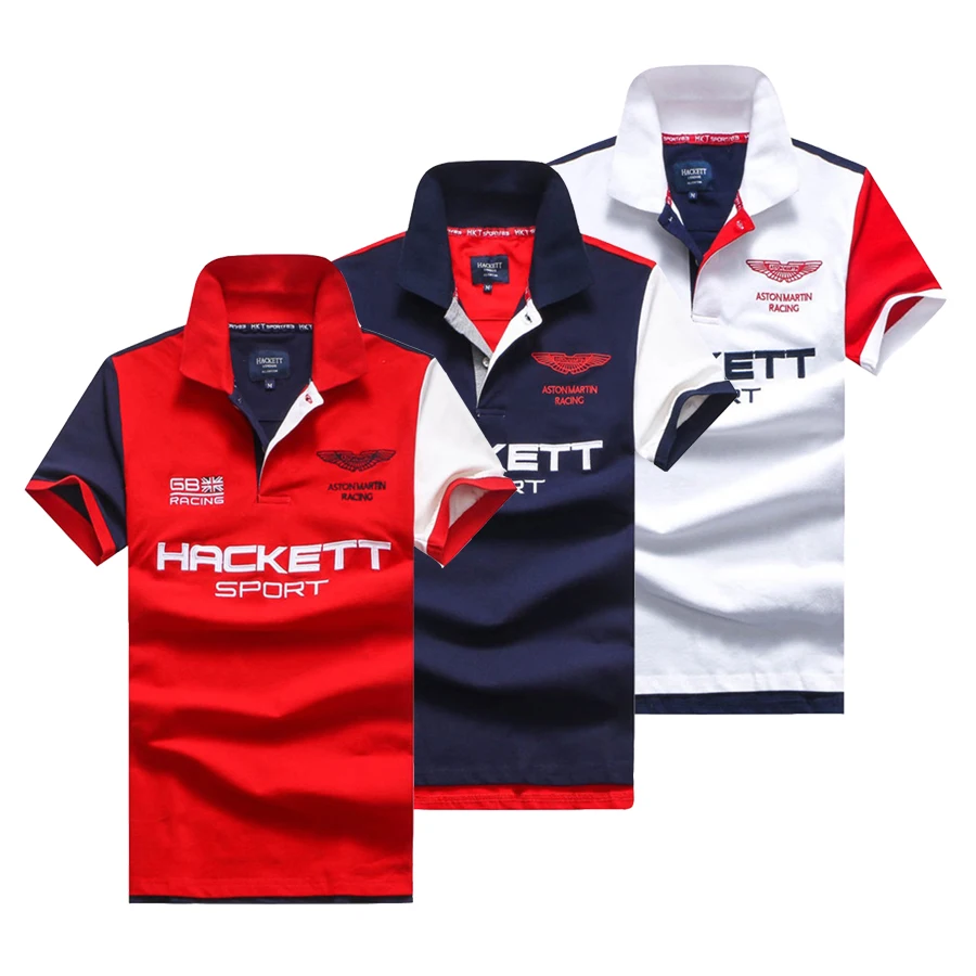 Летняя мужская рубашка поло с коротким рукавом бренд Hacket дышащие 100% хлопковые