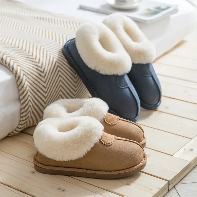 2020 suede home cotton slippers thickened winter warm couple moon plush shoes men and women antiskid wholesale