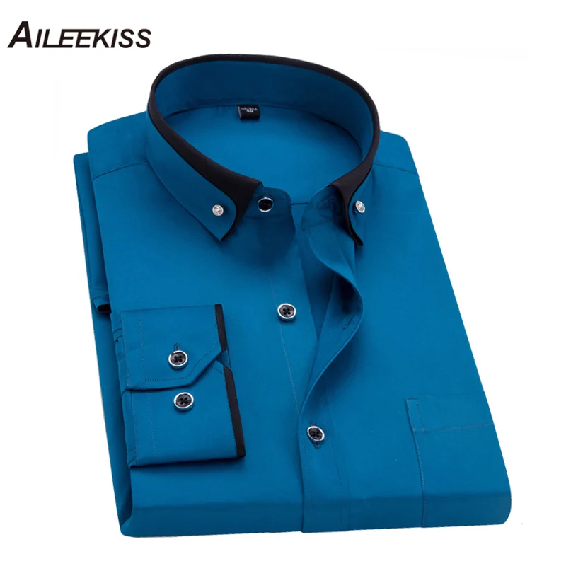 AILEEKISS Spring Autumn Men Shirt Long Sleeve Casual Man Soft Cool Men's With pocket Plus Size Homme Shirts XT856 |