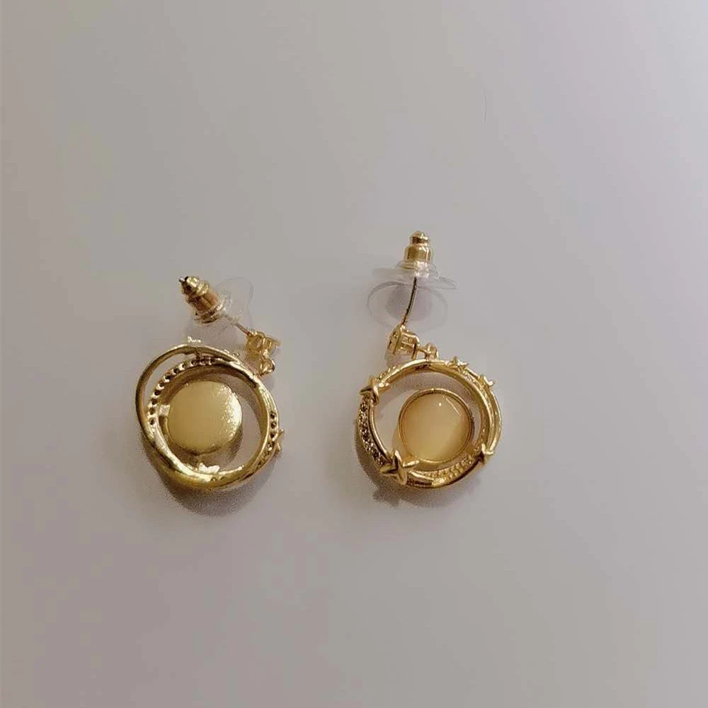 

Fashion Crystal Zircon 925 Sterling Silver Geometric Round Earrings for Women Fine Jewelry Gold 2020 Trend Beautiful Eardrop