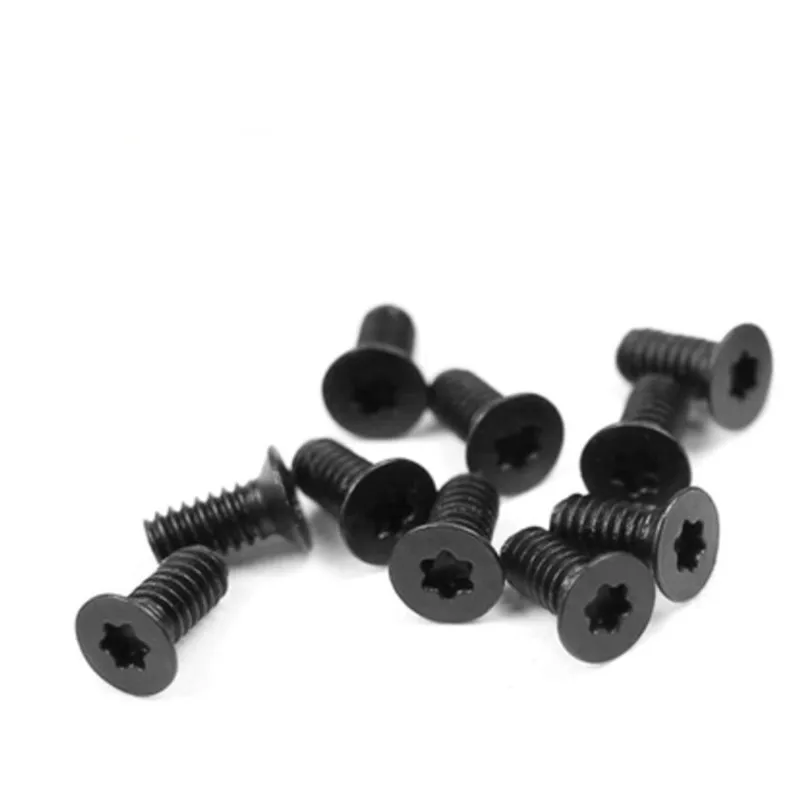 Винт шестилепестковый Torx из черной стали M1.6 M2 M2.5 M3 M4 M5 M6 винт с плоской потайной