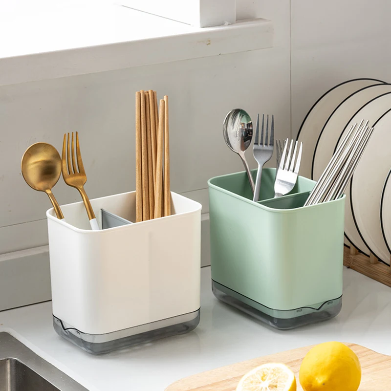 

Creative Desktop Drainable Double-layer Chopstick Cage Household Kitchen Tableware Storage Holder Fork Knife Spoon Storage Rack