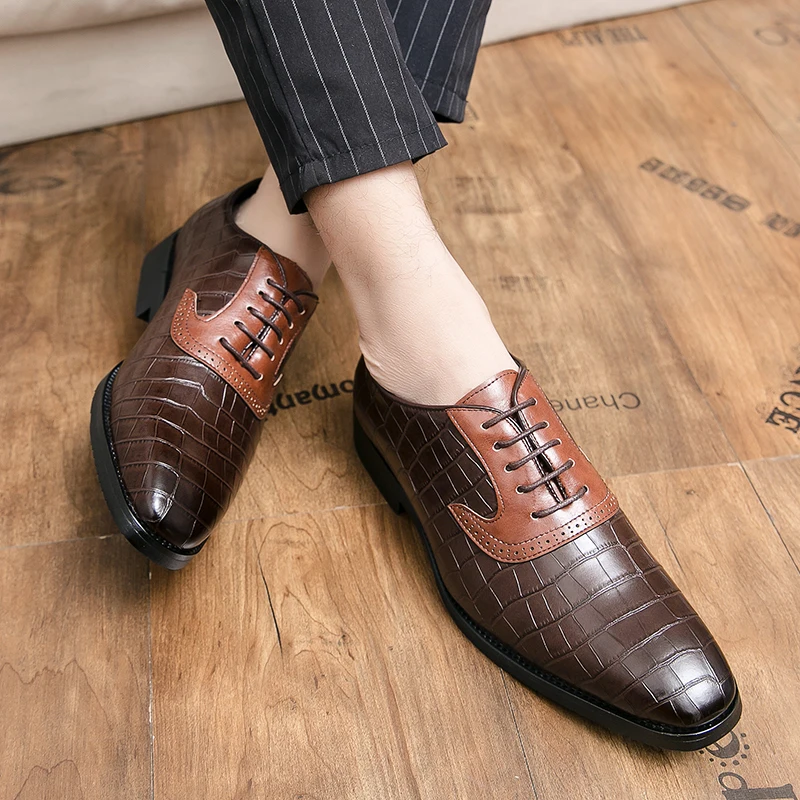 

Men Leather Shoes lace up Oxford Leather Men's Dress Shoes Business Flat Shoes Breathable Men's Wedding Shoes Office big size 48
