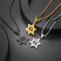 new stainless steel six pointed star cross pattern pendant necklace mens womens necklace fashion accessories party jewelry