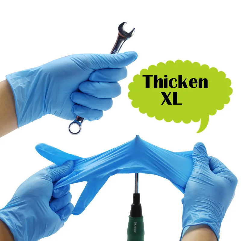 Утолщенные XL нитриловые перчатки черные 100 шт./лот пищевые водонепроницаемые