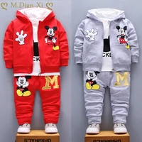 spring autumn baby girl boy clothes set cute mickey cotton hooded coatt shirtpants 3pcs suit casual kid children tracksuits