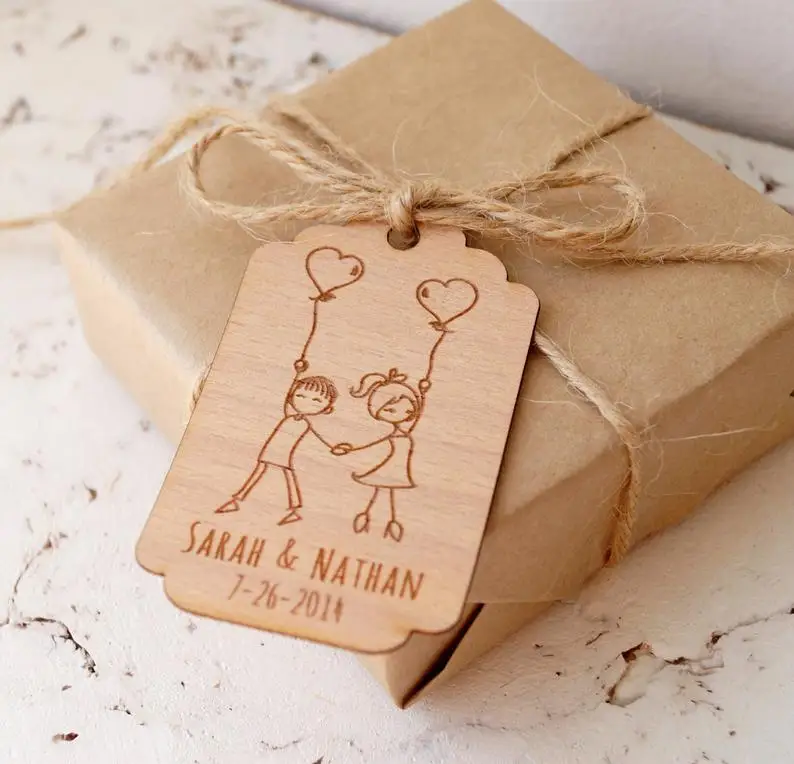 Wedding Favor Tags Personalized Thank You Rustic Custom Engraved Wooden party favors gifts event decoration | Дом и сад