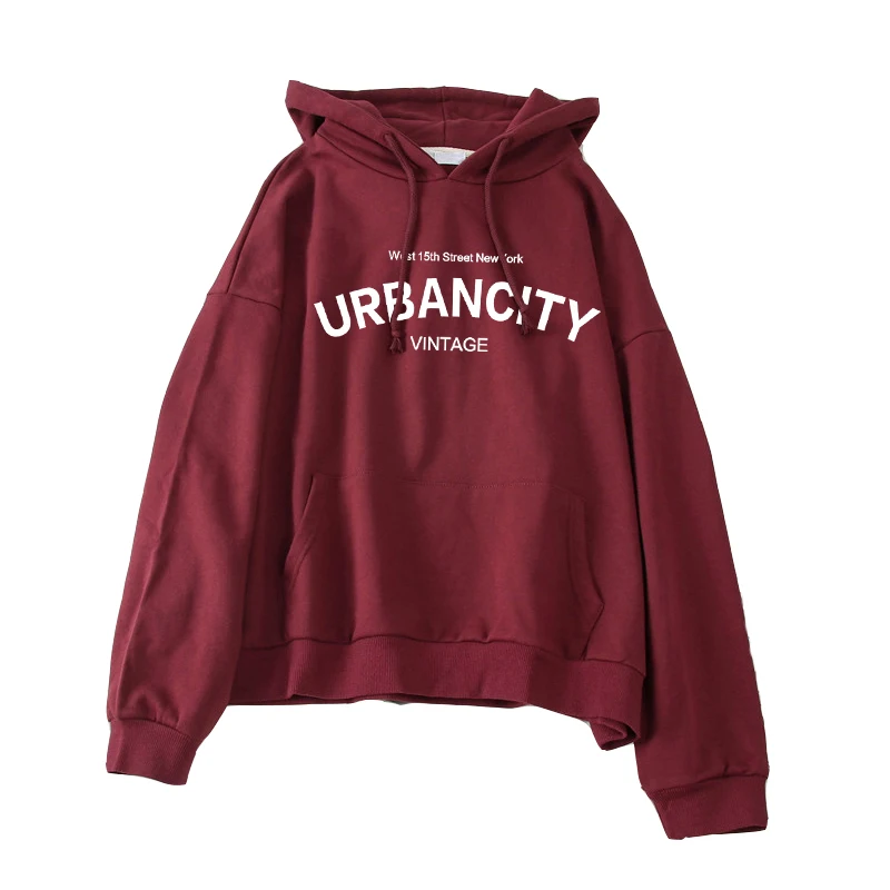 

Весенняя и Осенняя тонкая женская одежда в Корейском стиле толстовка с длинными рукавами с надписью Harajuku Модный пуловер с карманами