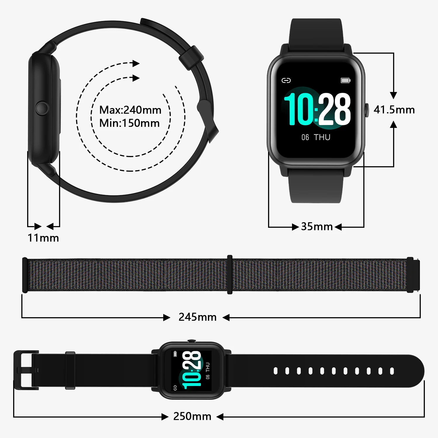 Смарт-часы IOWODO R3 для мужчин и женщин спортивные ультрадлинные с пульсометром