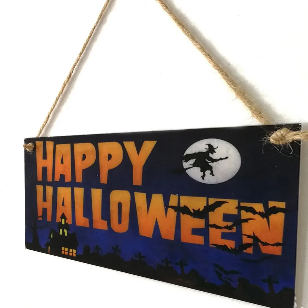 1 шт. Счастливый Хэллоуин деревянная доска сцена шаблон подвесная декорация дом с