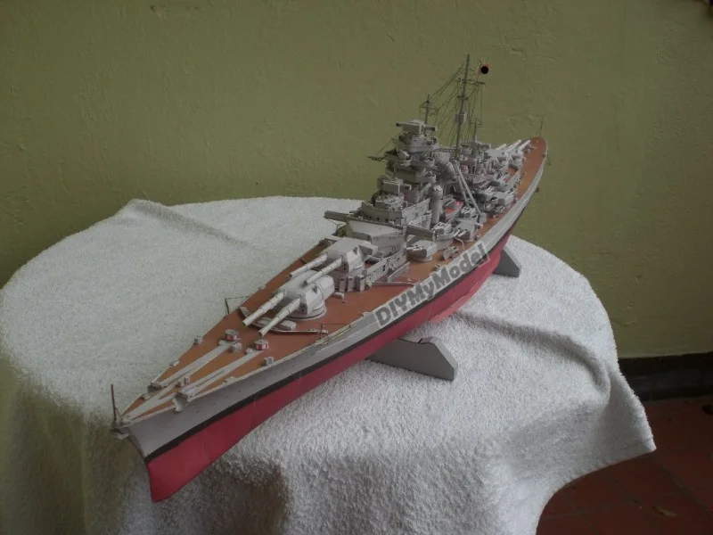 Diymymodel-Puzles de juguete para manualidades, Kit de modelismo de papel artesanal, bricolaje, Bismarck, regalo, utillaje de pel&iacute;cula-2