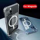 Магнитный Прозрачный чехол для телефона magsafe с беспроводным зарядным устройством для iPhone x xr xs 11 12 pro max 12mini, кристально прозрачный Магнитный чехол