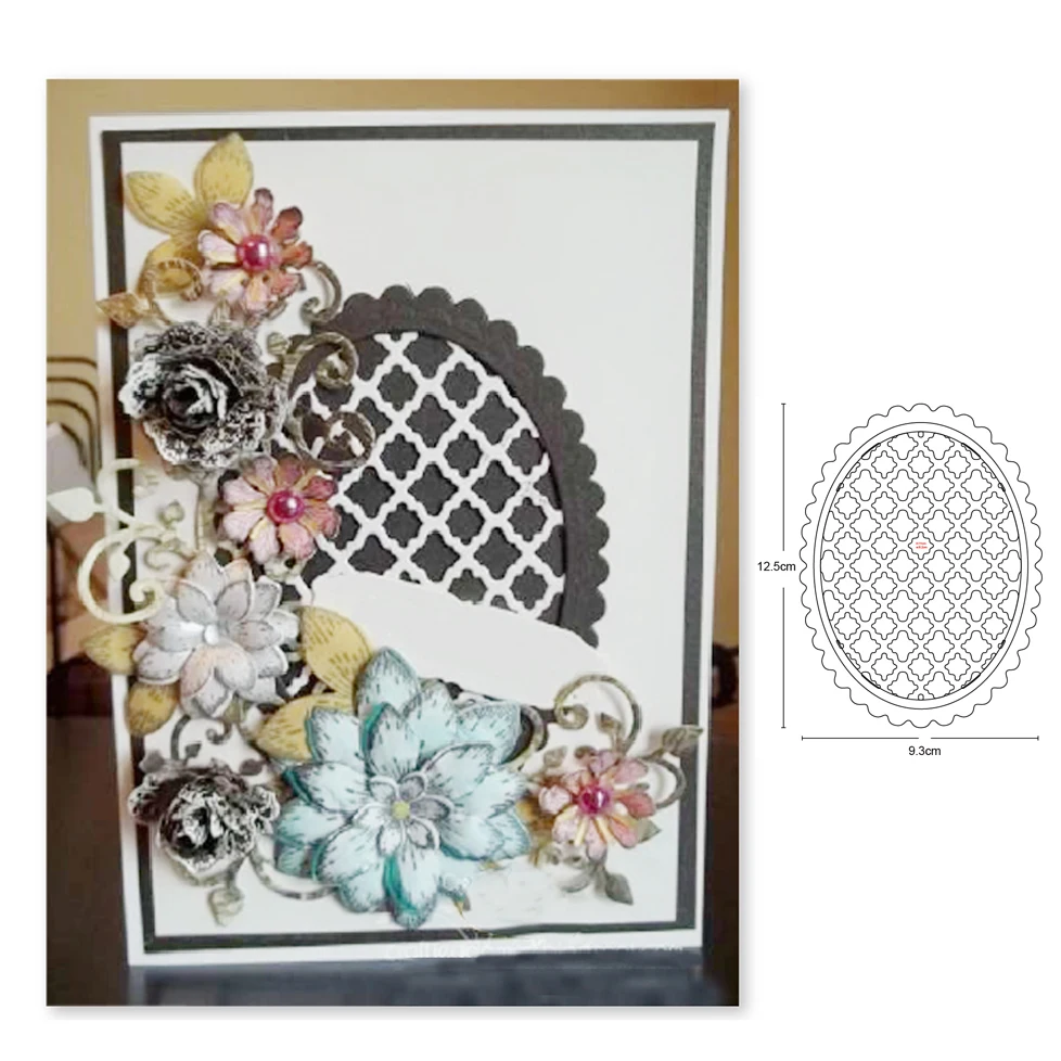 

metal cutting dies oval grid frame cut die mold decoration Scrapbook paper craft knife mould blade punch stencils dies