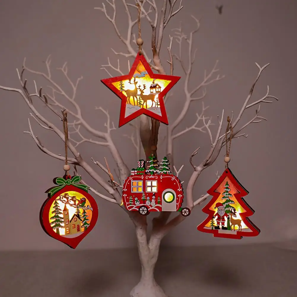 

DIY Compact Holiday Gift Christmas Pendant Wood Festival Pendants Round Corner for Home