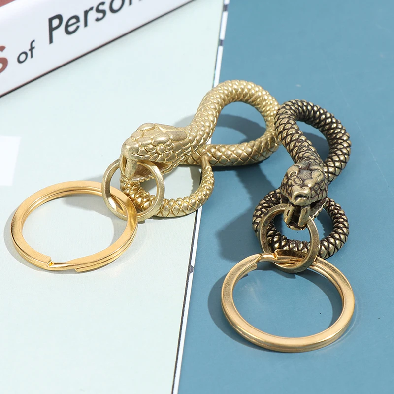 1 шт. ручная работа змея брелки подвески винтажная латунь животное питон поясная