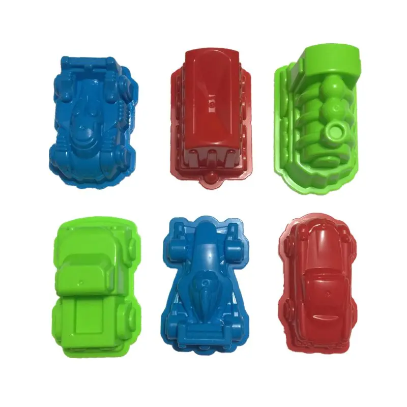 

6 Pcs Car Suit Power Playing Sand Molds Space Playing Sand Car Molds Puzzle Beach Toy Kit BX0D