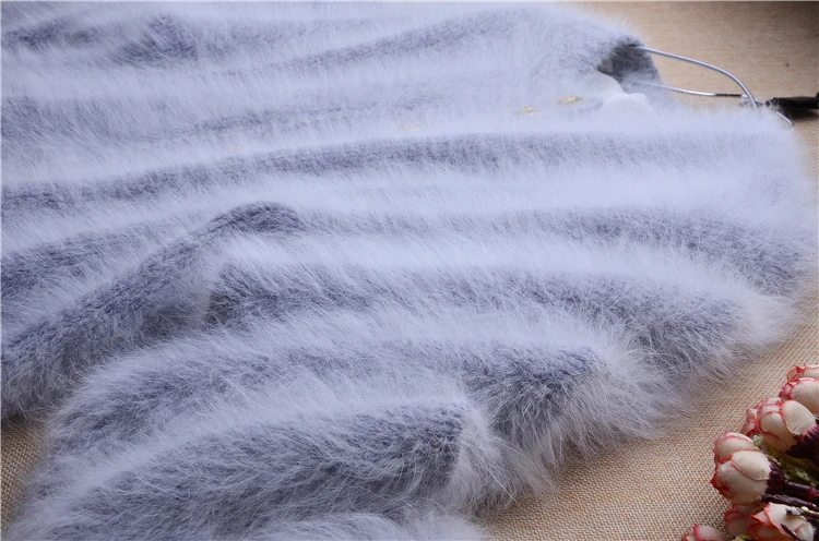 Высокое качество Длинные ангорские кроличьи волосы Свободные рукава летучая