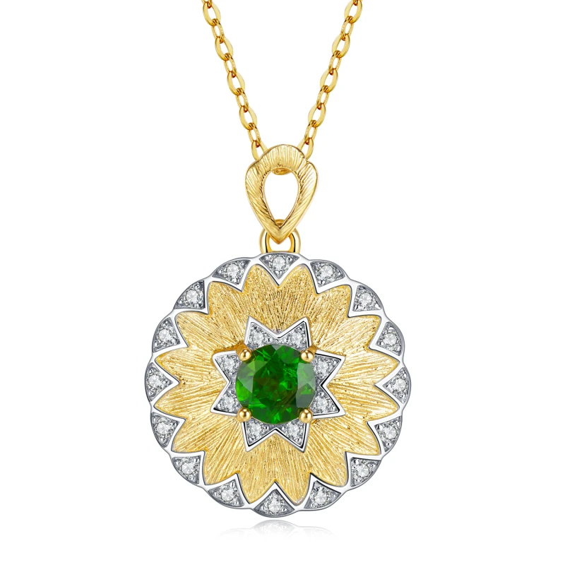 

Ожерелье женское из серебра 925 пробы с блестящим зеленым диопсидом