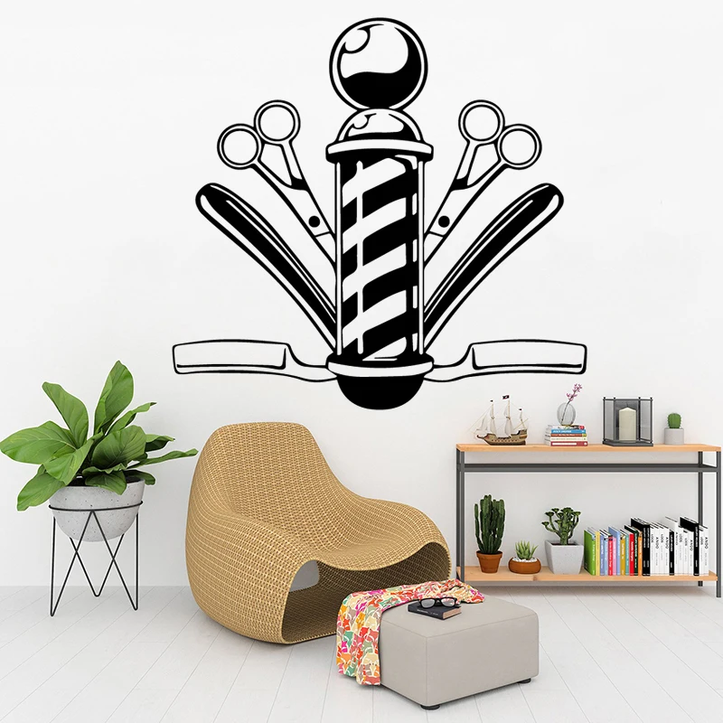

Shop Window Barber Shop Wall Stickers Self Adhesive Wallpaper For Children's Room Vinyl Art Decals Decoration Poster HY2037